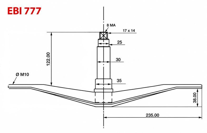 Крестовина барабана Bosch, Siemens 684101 (D вала = 35/30/25 мм, L вала = 122 мм), EBI, Италия, COD777 19.0051 фото