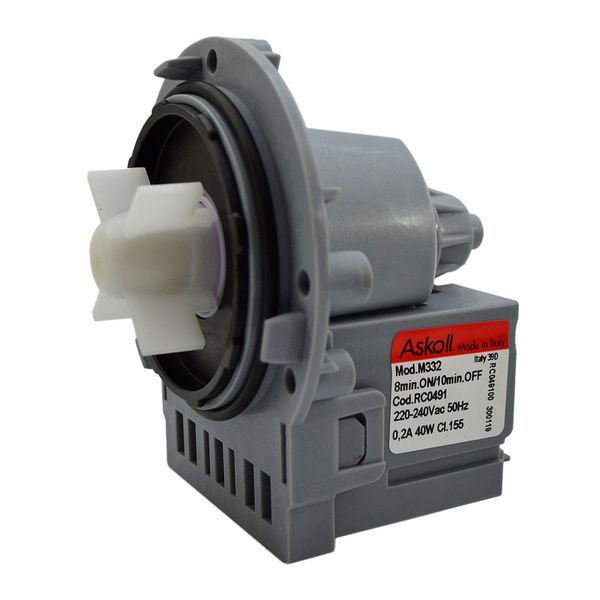 Насос (помпа) ASKOLL M332/T2107 (алюмінієва катушка) на 3 саморіза, клеми ззаду окремо 2.004 фото